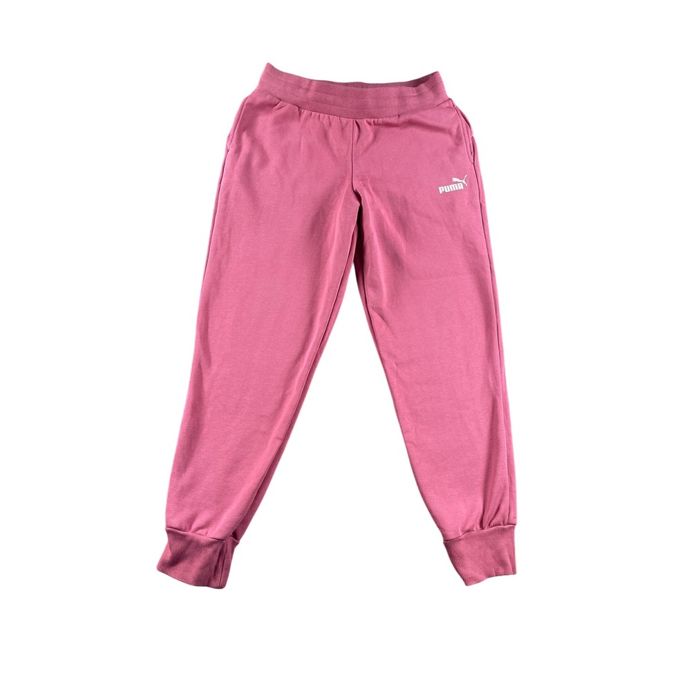 Puma Womens Fleece Lined Joggers Pink Sweatpants Size M Medium Rose Logo 0576